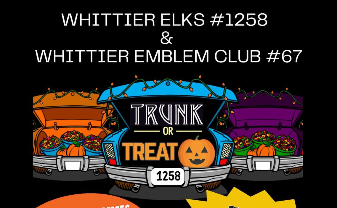 Whittier Elks Trunk Or Treat Car Meet partial flyer 2025